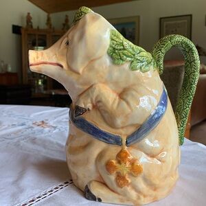 Lord & Taylor Italian made hand painted Pig Pitcher